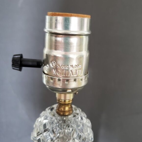 Mid-Century Hobnail Clear Glass Stacked 13" Candlestick Lamp Vintage Antique - Picture 7 of 9